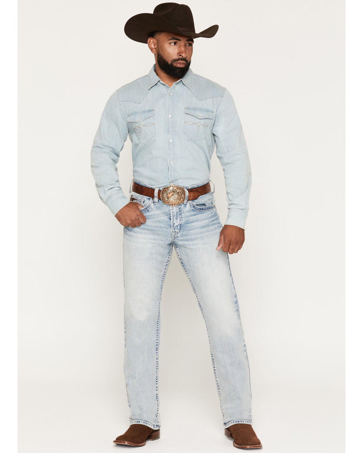 Image #1 - Cody James Men's Austin Wash Yukon Relaxed Straight Stretch Denim Jeans, Light Wash, hi-res