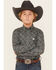 Image #1 - Cinch Boys' Geo Print Long Sleeve Button-Down Western Shirt, Grey, hi-res