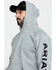 Image #5 - Ariat Men's FR Primo Fleece Logo Hooded Work Sweatshirt , Heather Grey, hi-res