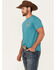 Image #3 - Rock & Roll Denim Men's Cowboy Skull Short Sleeve Graphic T-Shirt, Teal, hi-res