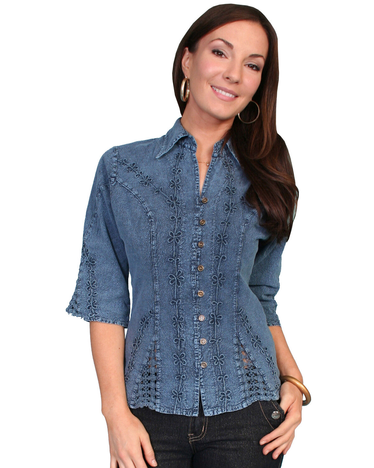Image #1 - Scully Women's Peruvian Top, Dark Blue, hi-res