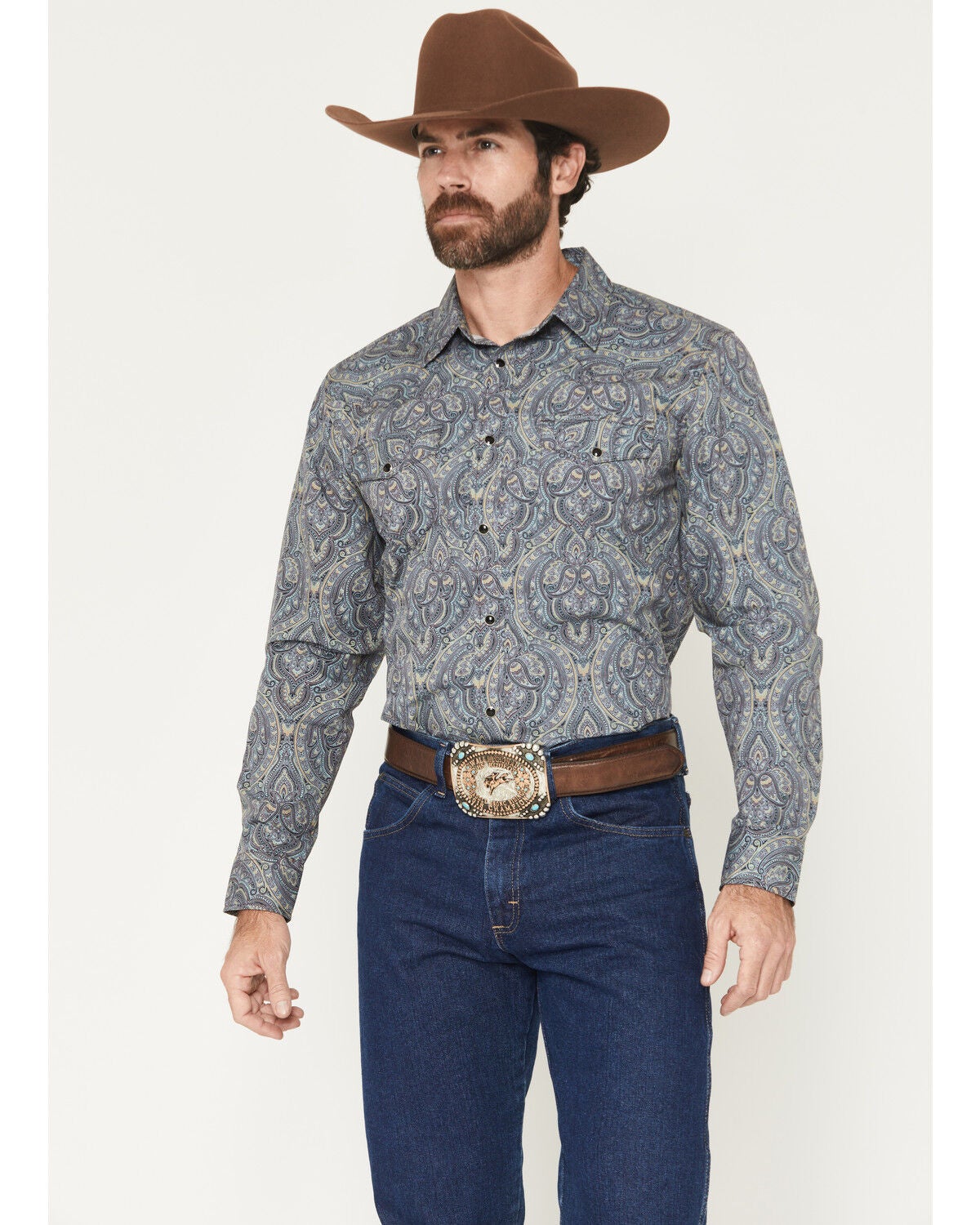 Gibson Trading Co Men's Paisley Power Paisley Print Long Sleeve Snap Western Shirt, Multi, hi-res