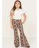 Image #1 - Rock & Roll Denim Girls' Southwestern Stripe Print Flare Jeans, Tan, hi-res