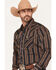 Image #2 - Ely Walker Men's Striped Long Sleeve Pearl Snap Western Shirt, Black, hi-res