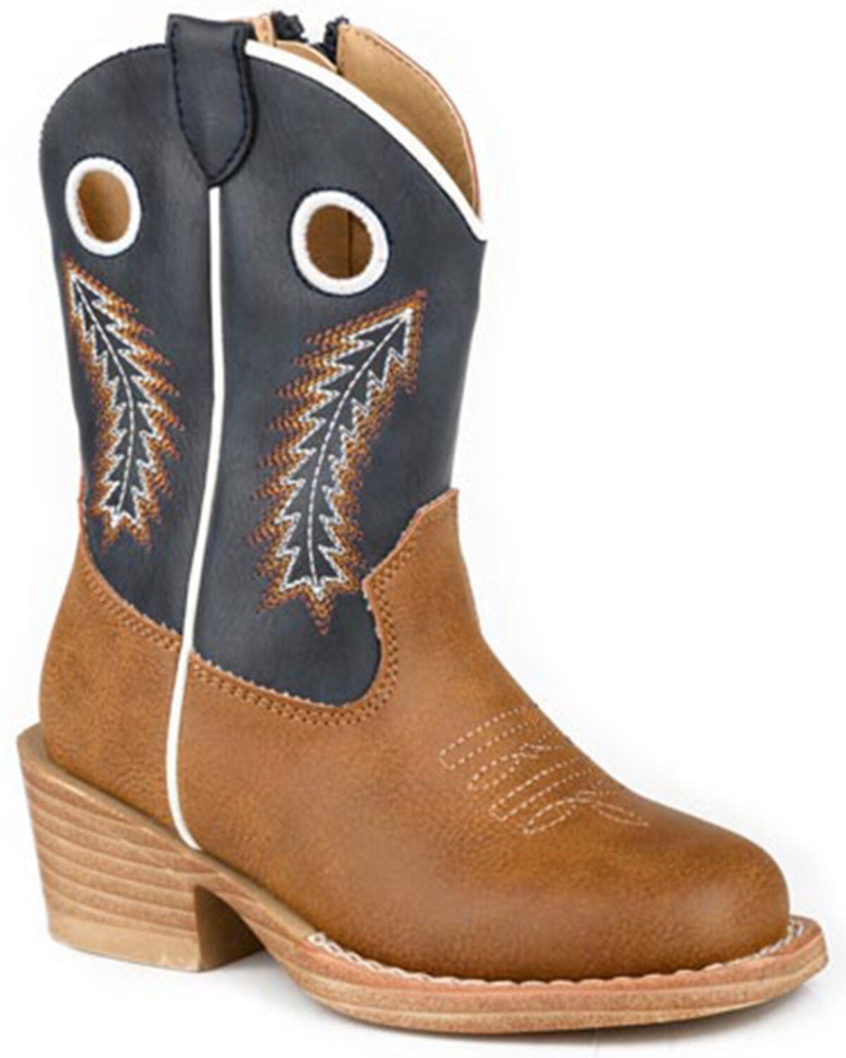 Roper Toddler Boys' Walker Western Boots - Square Toe, Tan, hi-res