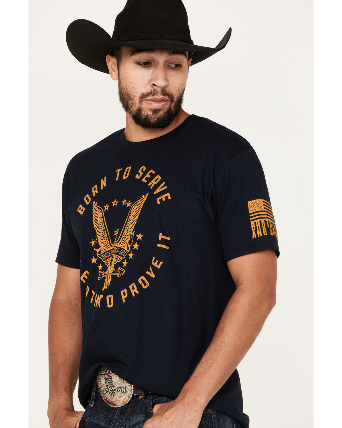 Image #2 - Brothers & Arms Men's Born To Serve Graphic T-Shirt, Navy, hi-res