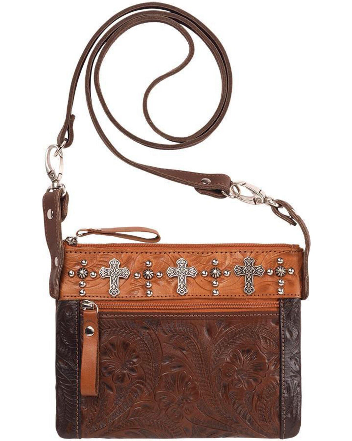 American West Women's Trail Rider Hip Crossbody Bag, Chestnut, hi-res