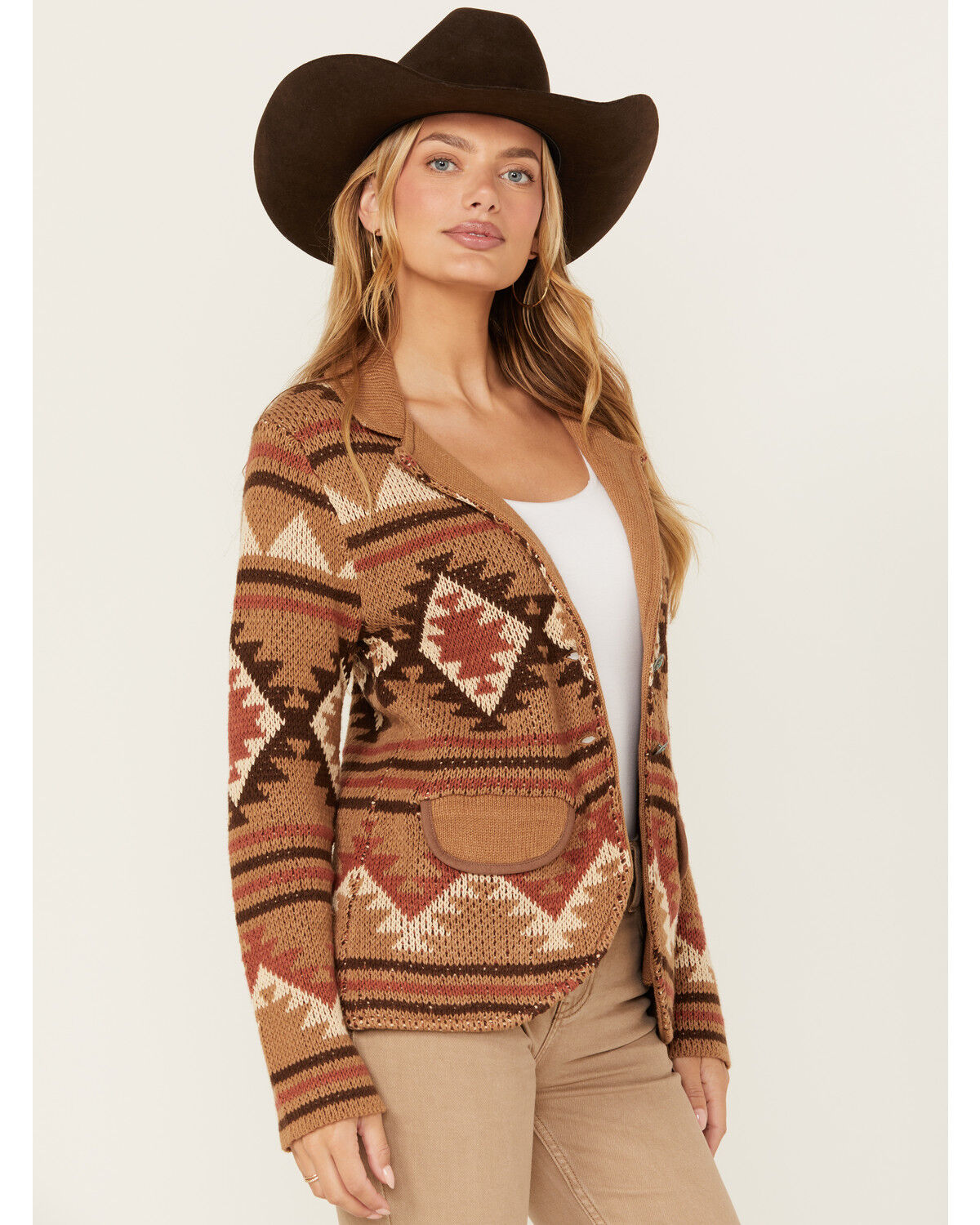 Image #2 - Tasha Polizzi Women's Southwestern Print Felina Blazer, Camel, hi-res