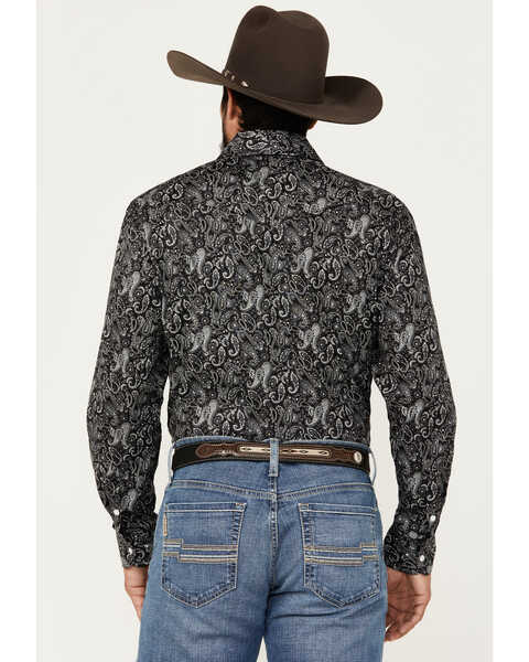 Image #4 - Rough Stock by Panhandle Men's Paisley Print Long Sleeve Snap Stretch Western Shirt, Charcoal, hi-res