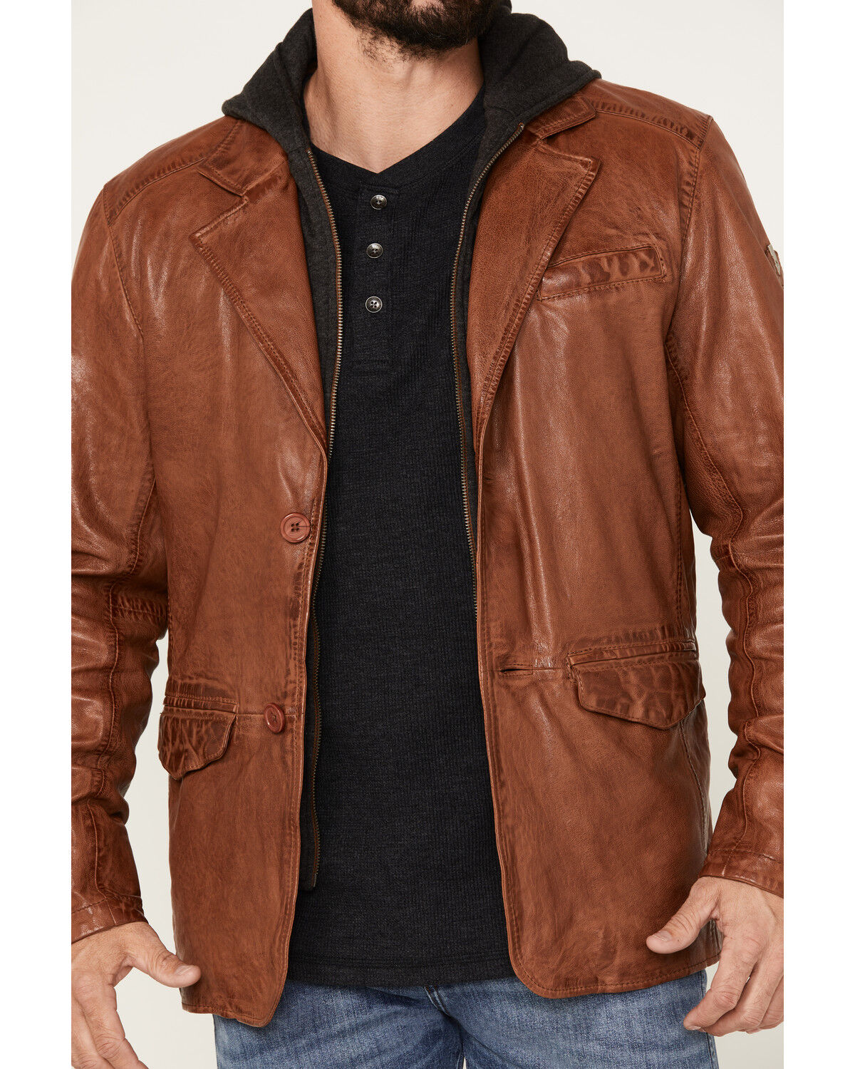 Image #3 - Mauritius Men's Leather Blazer, Cognac, hi-res