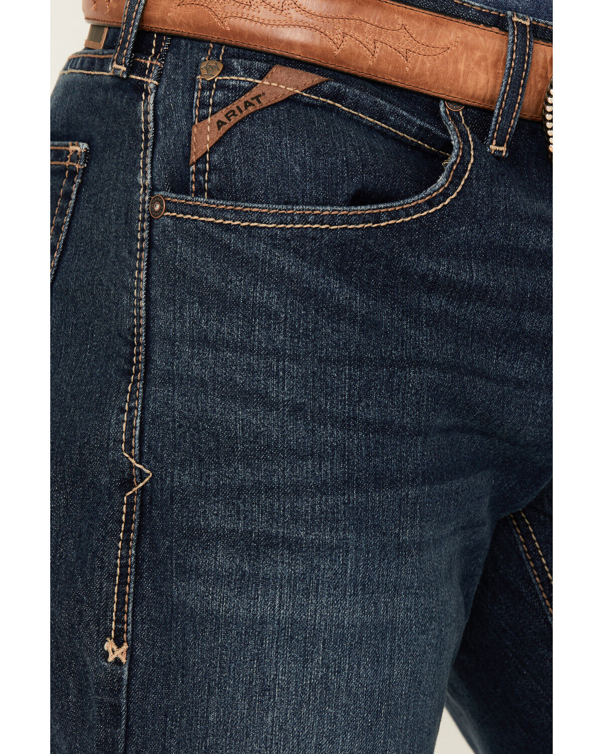 Image #2 - Ariat Men's M4 Dark Wash Colman Porter Relaxed Bootcut Stretch Denim Jeans, Dark Wash, hi-res
