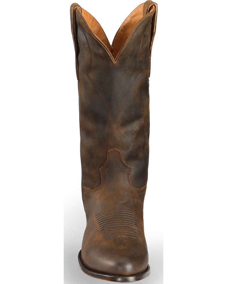 El Dorado Handmade Men's Tan Oiled Roper Boots - Medium Toe, Brown, hi-res