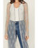 Image #3 - Beyond The Radar Women's Lace Long Sleeve Kimono, Blue, hi-res