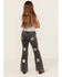 Image #3 - Rock & Roll Denim Girls' Glitter Star Print Flare Stretch Jeans, Black, hi-res
