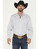 Image #1 - Cinch Men's Striped Print Tencel Long Sleeve Button-Down Western Shirt, White, hi-res
