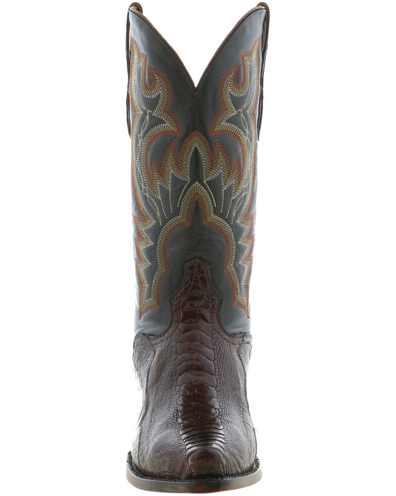 El Dorado Men's Ostrich Leg Western Boots - Snip Toe, Chocolate, hi-res