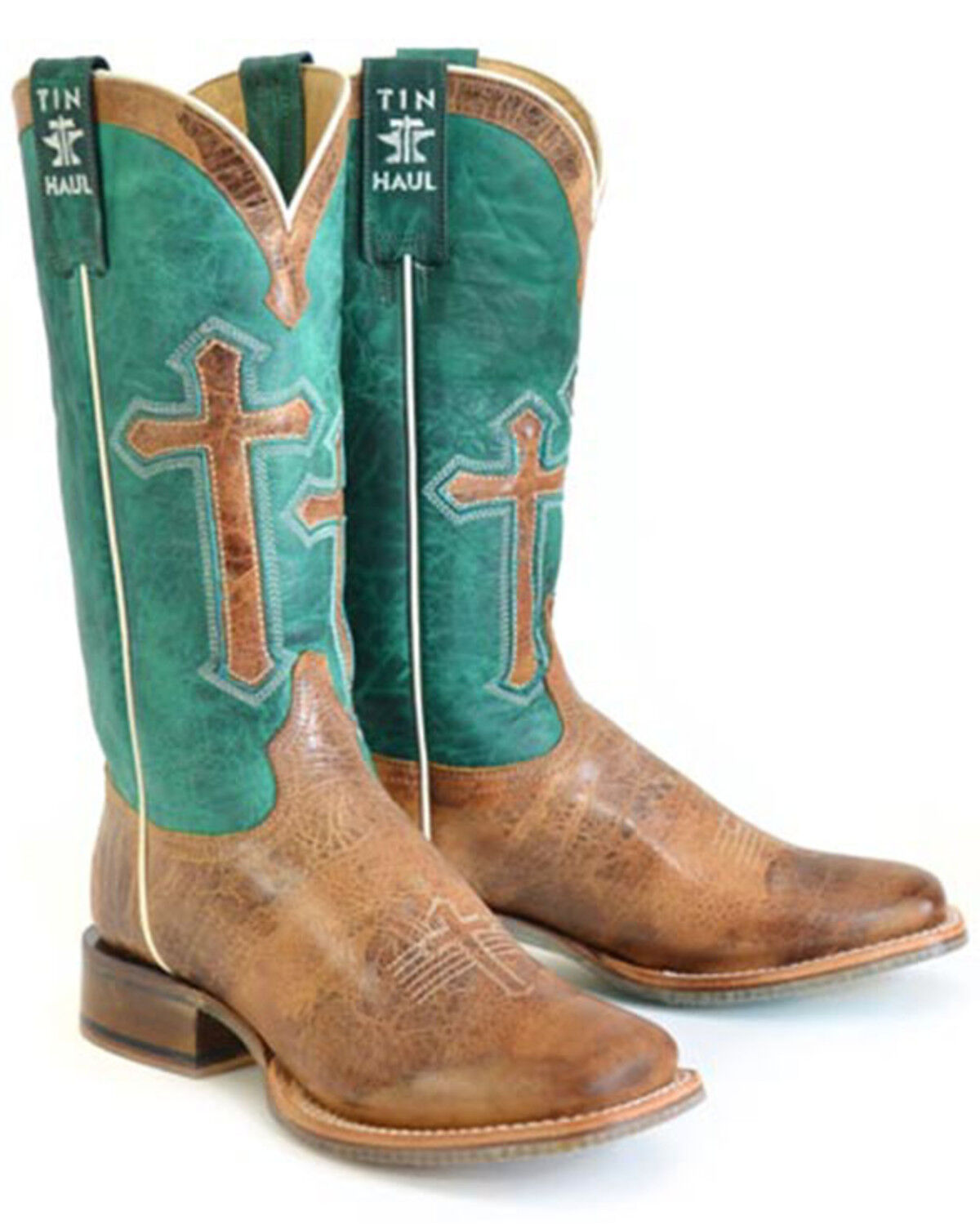 Image #1 - Tin Haul Women's Crucifix Western Boots - Broad Square Toe, Brown, hi-res
