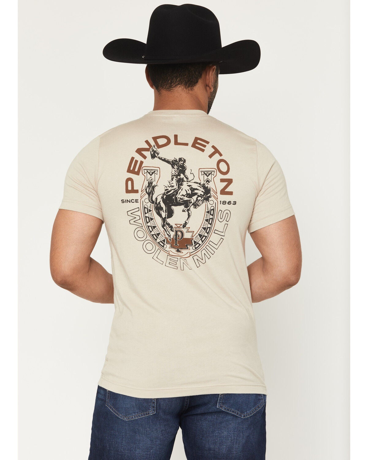 Pendleton Men's Rodeo Horseshoe Short Sleeve Graphic T-Shirt, Tan, hi-res