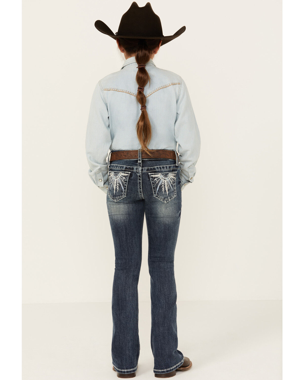 Image #3 - Grace in LA Girls' Medium Wash Burst Pocket Bootcut Jeans, , hi-res
