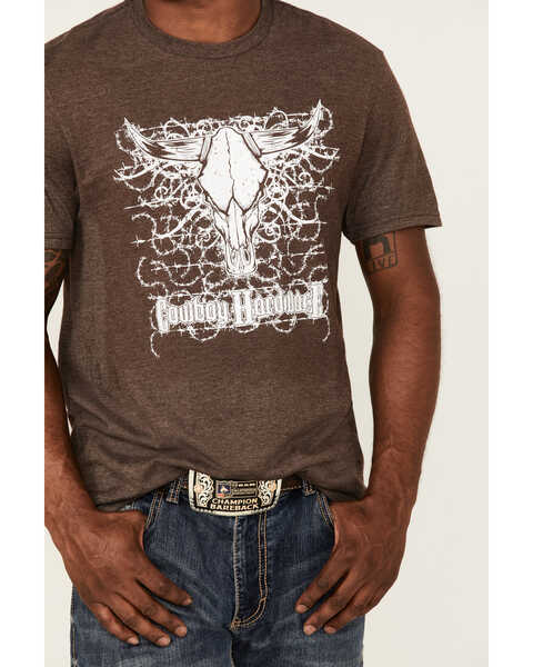 Image #3 - Cowboy Hardware Men's Barbed Skull Graphic T-Shirt , Brown, hi-res