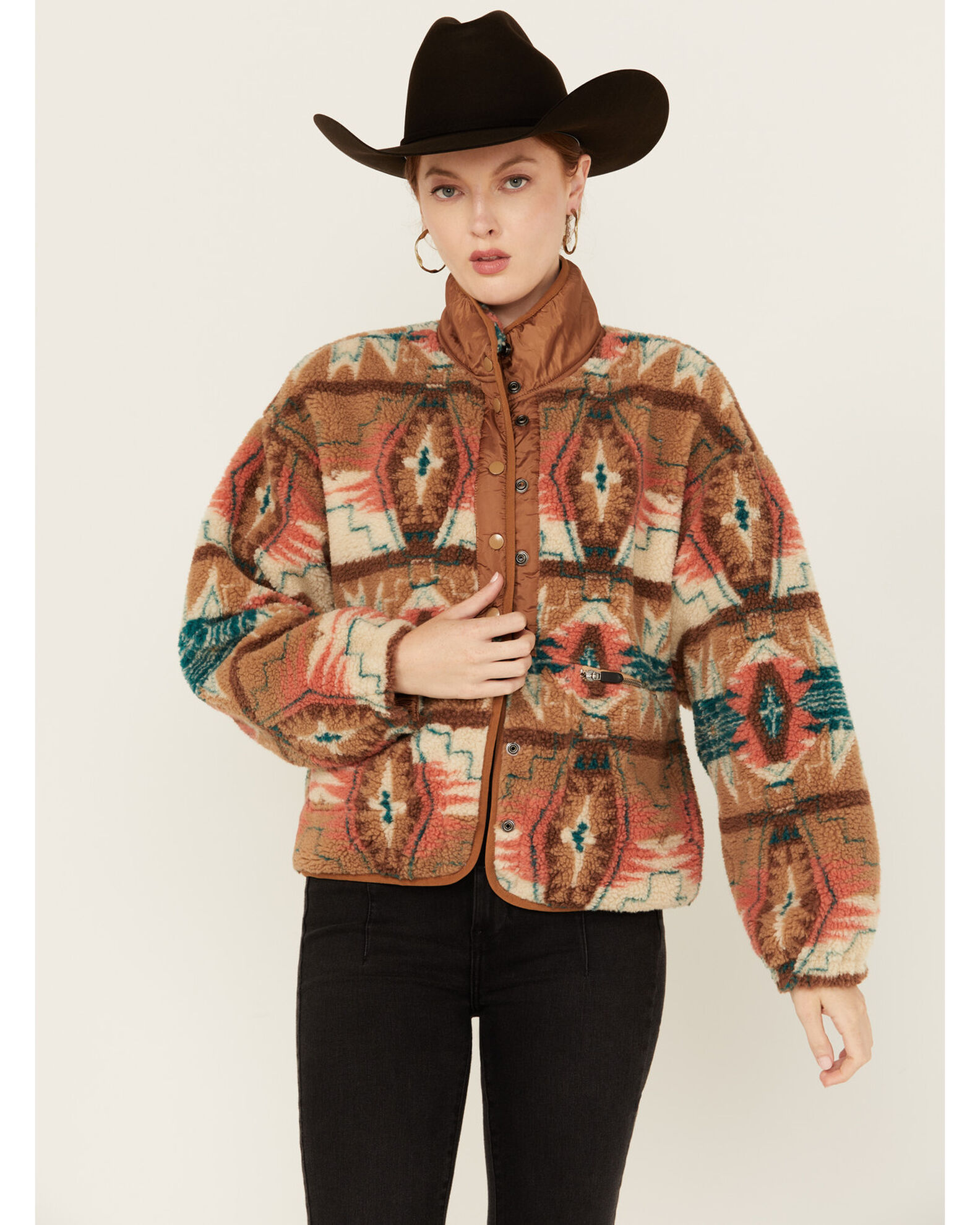 Tan sherpa jacket discount women's