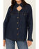 Image #3 - Blue B Women's Dark Wash Studded Keyhole Long Sleeve Snap Denim Shirt, Blue, hi-res