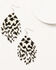 Image #2 - Shyanne Women's Night Dreamer Beaded Cowhide Print Fringe Earrings, Silver, hi-res