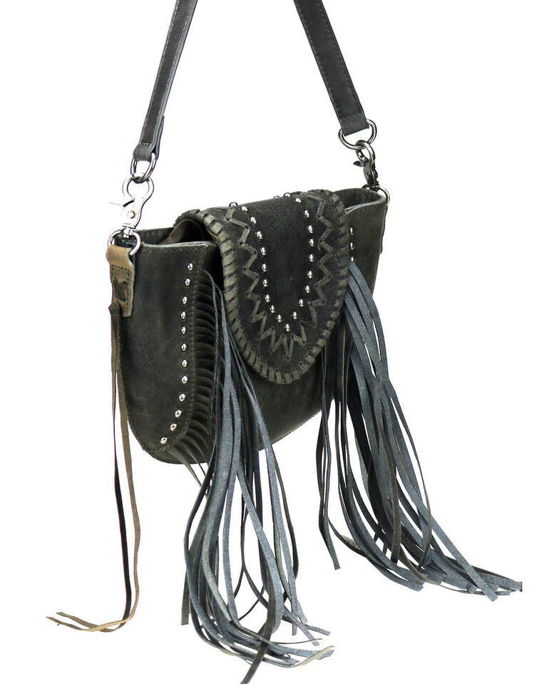 Montana West Women's Shelby Leather Crossbody Bag, Black, hi-res