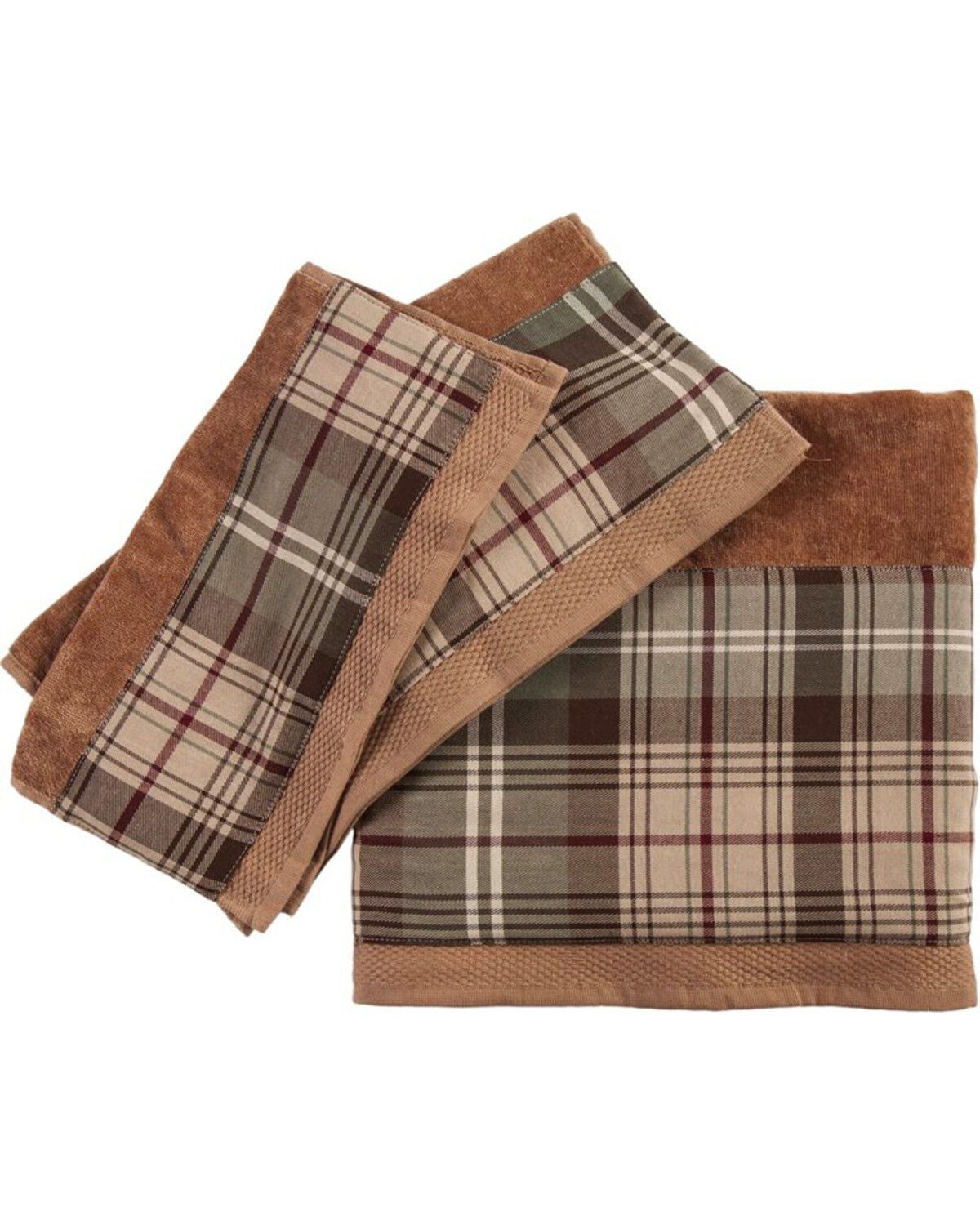 HiEnd Accents Huntsman Plaid Towel Set - 3 Piece, Brown, hi-res