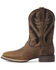 Image #2 - Ariat Men's Hybrid VentTEK Distressed Western Performance Boots - Broad Square Toe, Brown, hi-res