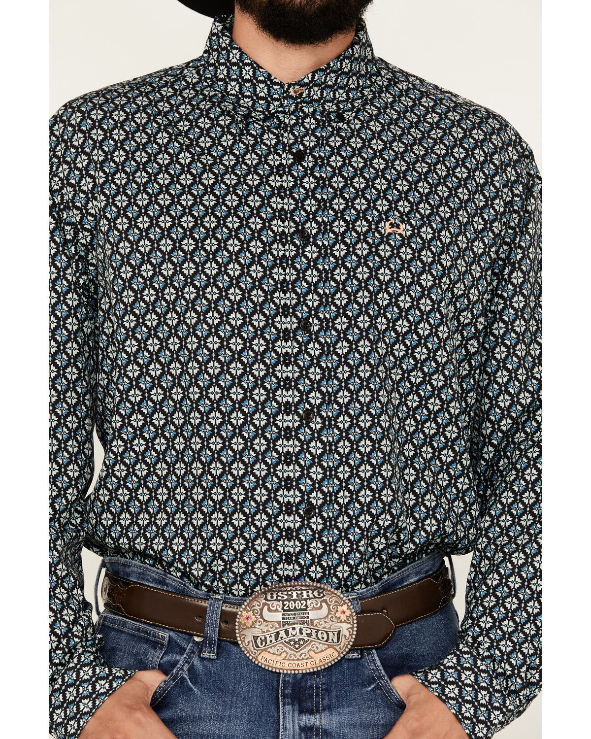 Image #3 - Cinch Men's ARENAFLEX® Medallion Geo Print Long Sleeve Button-Down Performance Stretch Western Shirt, Black, hi-res