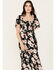 Image #2 - Wild Moss Women's Smocked Front Floral Midi Dress, Black, hi-res
