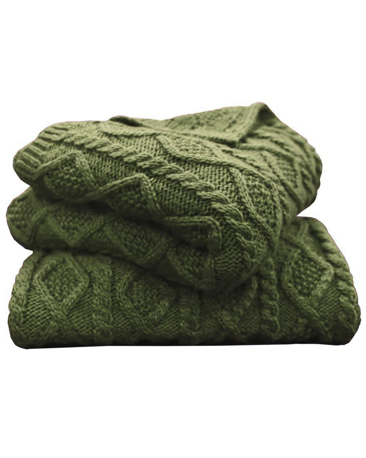 Image #1 - HiEnd Accents Cable Knit Throw Blanket, Green, hi-res