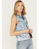 Image #2 - Lee Women's Light Wash Acid Wash Denim Pearl Vest, Blue, hi-res