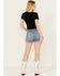 Image #3 - Shyanne Women's Light Wash Super High Rise Pull On Shorts, Dark Wash, hi-res