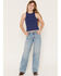 Image #1 - Wrangler Girls' Light Wash Carla Wide Leg Stretch Denim Jeans, Light Wash, hi-res