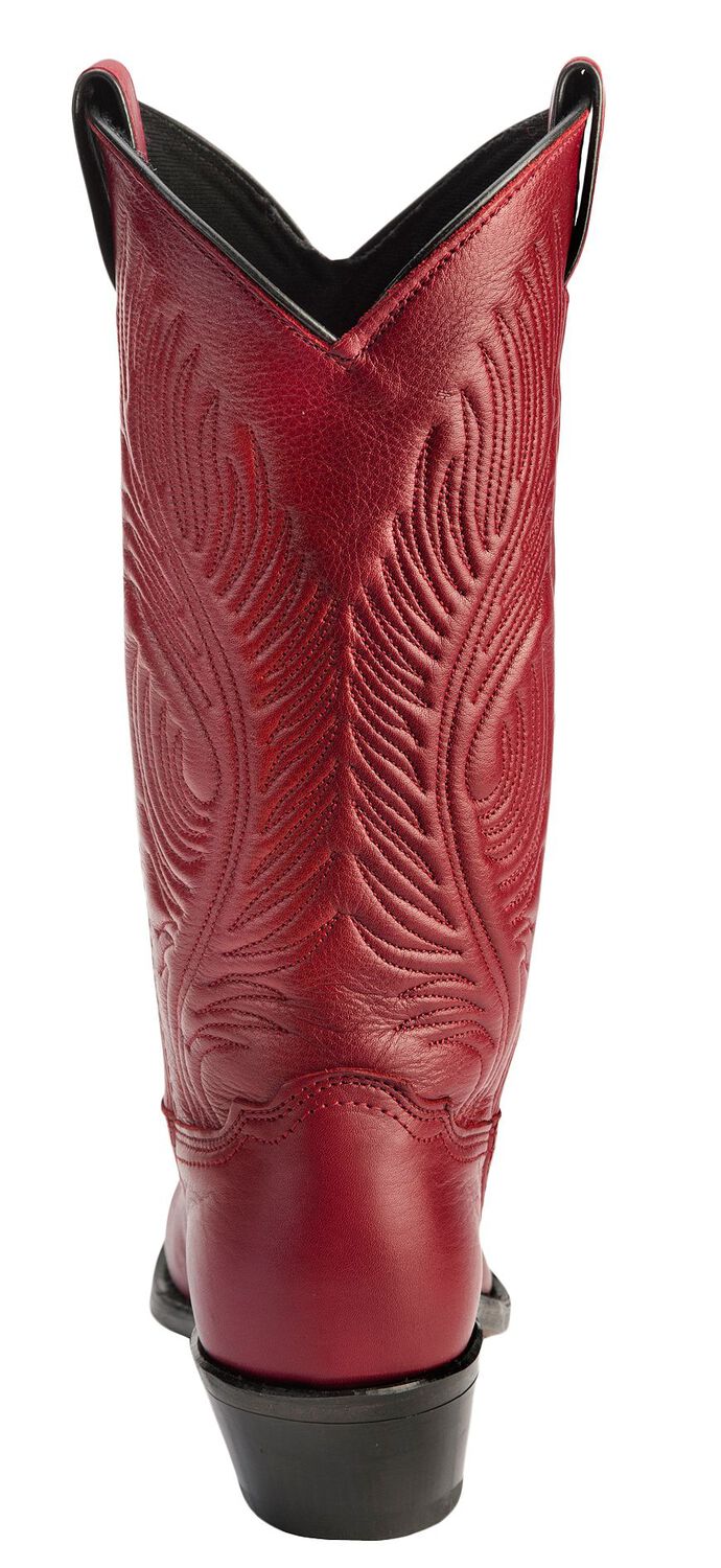 Image #7 - Abilene Women's Cowhide Western Boots - Round Toe, Red, hi-res