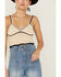 Image #2 - Flying Tomato Women's Contrast Knit Sweater Cami, Cream, hi-res
