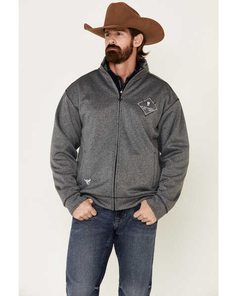 Image #2 - Cowboy Hardware Men's Gray Microfleece Zip-Up Jacket , Grey, hi-res