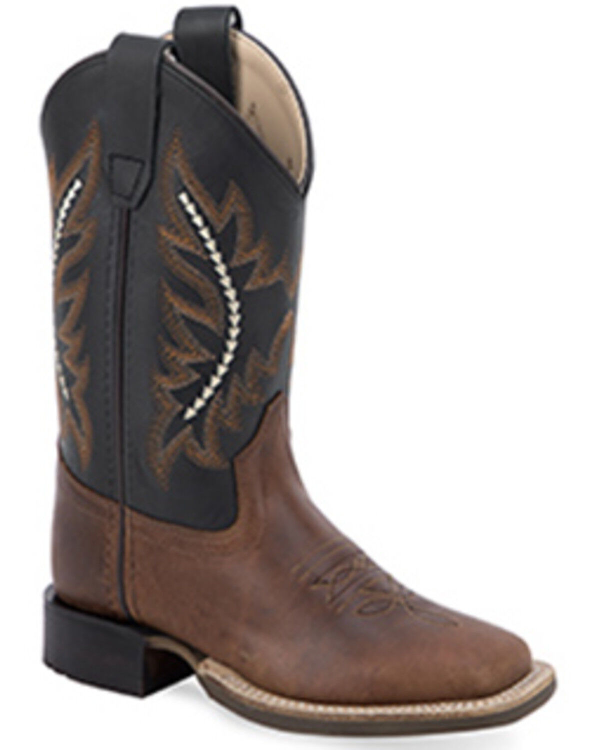 Image #1 - Old West Boys' Western Boots - Broad Square Toe, Black, hi-res