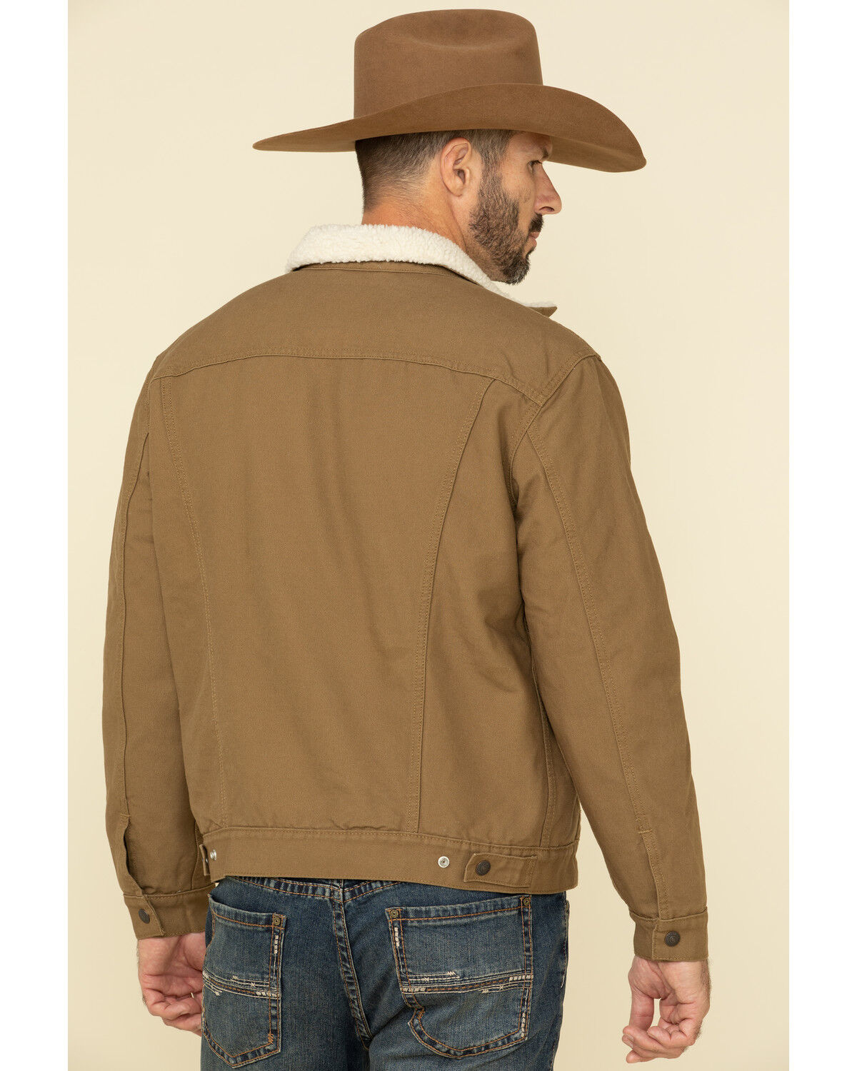 Image #2 - Levi's Men's Tan Sherpa Lined Trucker Jacket, Tan, hi-res