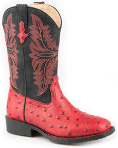 Roper Girls' Cowboy Cool Western Boots - Square Toe, Red, hi-res