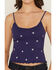 Image #3 - Fornia Women's Star Embroidered Sleeveless Cropped Tank Top, Navy, hi-res