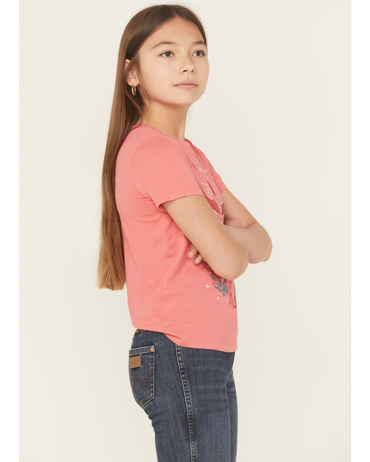 Image #2 - Wrangler Girls' Steer Short Sleeve Graphic Tee, Red, hi-res