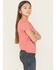 Image #2 - Wrangler Girls' Steer Short Sleeve Graphic Tee, Red, hi-res