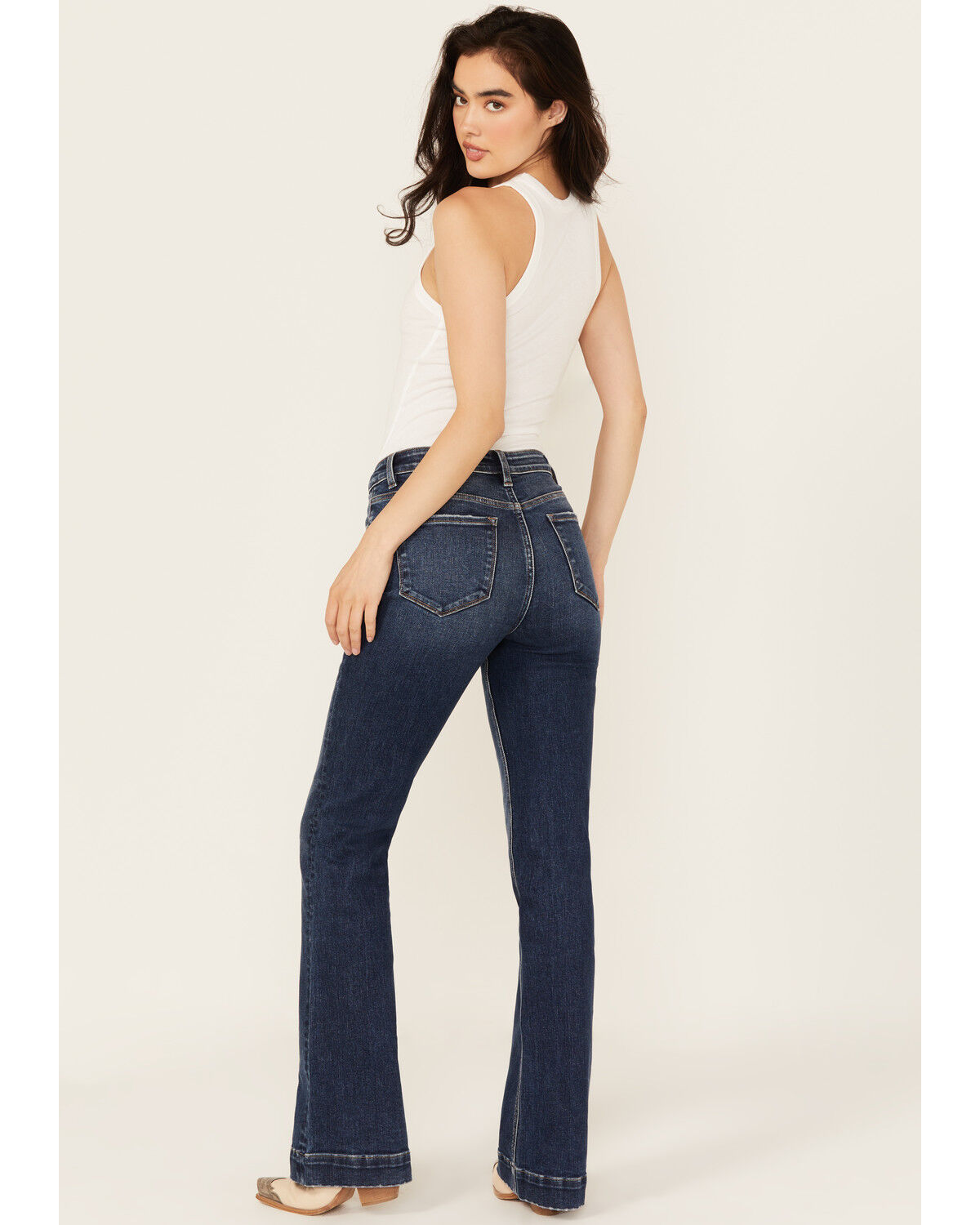 Image #3 - Vervet Women's Dark Wash High Rise Trouser Stretch Denim Jeans, Dark Wash, hi-res