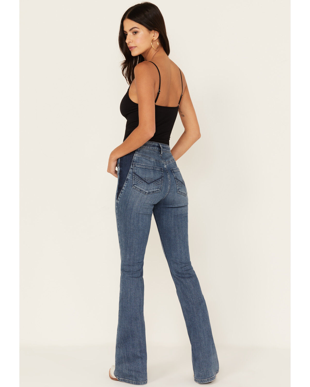 Image #1 - Idyllwind Women's Barella Dark Wash Contrast Panels High Risin' Stretch Bootcut Jeans, Dark Medium Wash, hi-res