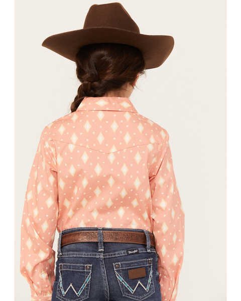 Image #4 - Shyanne Girls' Southwestern Print Long Sleeve Button-Down Stretch Western Shirt, Brick Red, hi-res