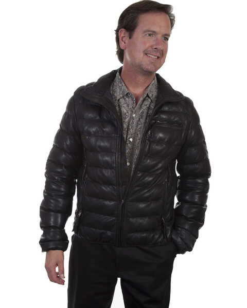 Scully Men's Horizontal Ribbed Leather Jacket, Black, hi-res
