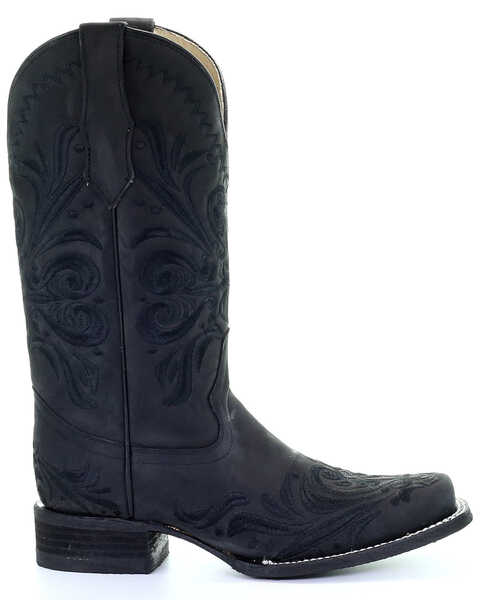 Image #2 - Circle G Women's Embroidery Western Boots - Square Toe, Black, hi-res